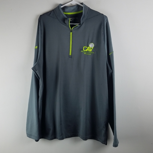 Nike Golf Jacket Shirt XL Gray Lime 1/4 Half Zip - Picture 1 of 4